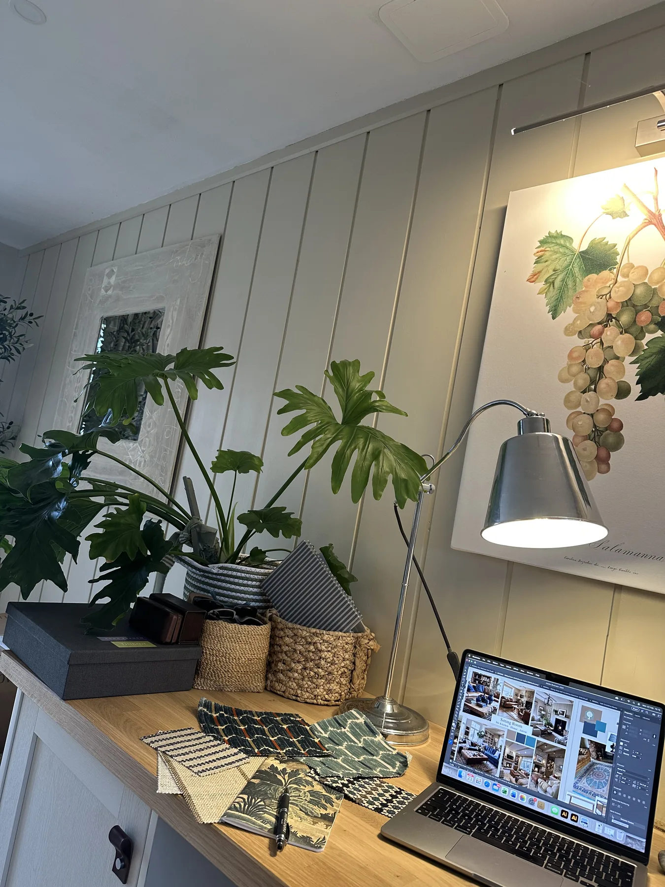 A light-filled kitchen looking out to the garden — the studio at its quietest, between projects